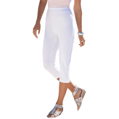 Plus Size Women's Essential Stretch Capri Legging by Roaman's in White (Size 18/20) Activewear Workout Yoga Pants
