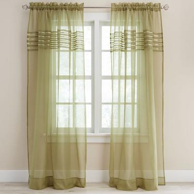 Wide Width BH Studio Pleated Voile Rod-Pocket Panel by BH Studio in Sage (Size 56" W 63" L) Window Curtain