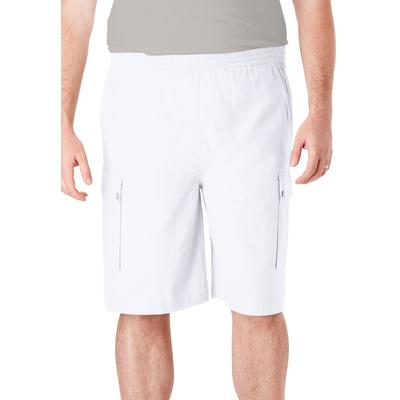 Men's Big & Tall Full Elastic Waist Gauze Cargo Shorts by KS Island in White (Size 5XL)