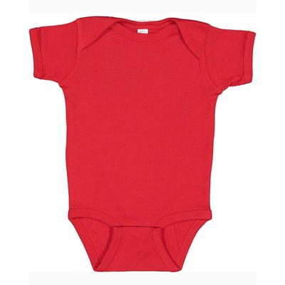 Rabbit Skins 4400 Infant Baby Rib Bodysuit in Red size 24MOS | Ringspun Cotton LA4400, RS4400
