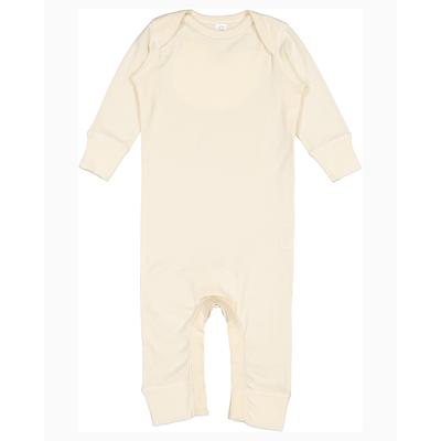 Rabbit Skins 4412 Infant Baby Rib Coverall in Natural size 18MOS | Ringspun Cotton LA4412