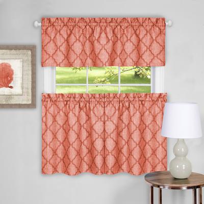 Wide Width Colby Window Curtain Tier Pair and Valance Set by Achim Home Décor in Orange (Size 58