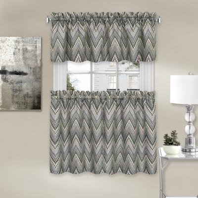 Wide Width Avery Window Curtain Tier Pair and Valance Set by Achim Home Décor in Charcoal (Size 58