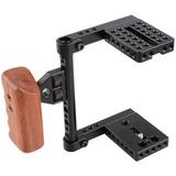 CAMVATE Camera Half Cage with Wooden Handgrip for Select DSLRs Left-Sided C1392