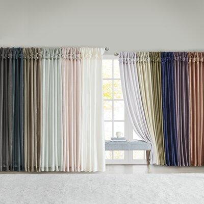 Kelly Clarkson Home Rivau Faux Silk Lined Twist Tab Window Curtain Panel Polyester in Gray | 95 H in | Wayfair LARK2594 28234506