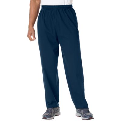 Men's Big & Tall Lightweight Jersey Open Bottom Sweatpants by KingSize in Navy (Size 6XL)
