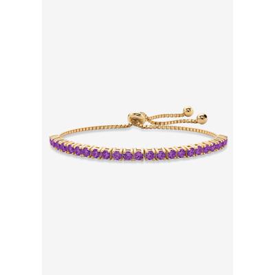 Gold-Plated Bolo Bracelet, Simulated Birthstone 9.25" Adjustable by PalmBeach Jewelry in February