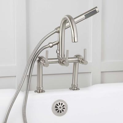 Randolph Morris Mason Hill Collection Clawfoot Tub Deck Mount Contemporary Gooseneck Tub Faucet with Handshower RMH684-SN