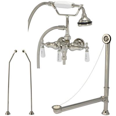 Randolph Morris Clawfoot Tub Wall Mount Downspout Faucet with Handshower - Tub Drain and Supply Lines Complete Set RM154TWCSPN