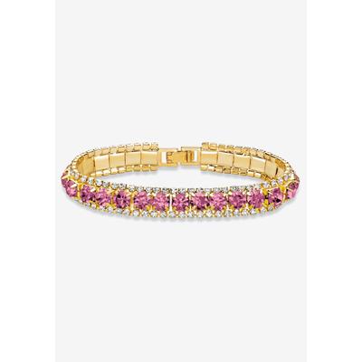 Women's Gold Tone Tennis Bracelet (10mm), Round Birthstones and Crystal, 7" by PalmBeach Jewelry in October
