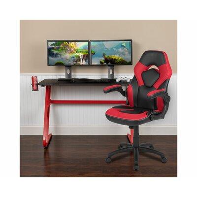 Inbox Zero Gaming Desk & Chair Set Wood/Metal in Red/Black, Size 30.0 H x 51.5 W x 23.75 D in | Wayfair DE78BBB5D7EF4D29B2EC8B982DFB2BA6