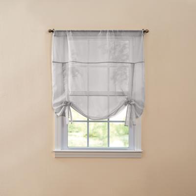 Wide Width BH Studio Sheer Voile Tie-Up Shade by BH Studio in Silver (Size 44" W 44" L) Window Curtain