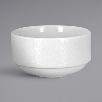 RAK Porcelain CHPCLCS01 Charm 10.15 oz. Bright White Embossed Porcelain Bouillon Cup - 12/Case