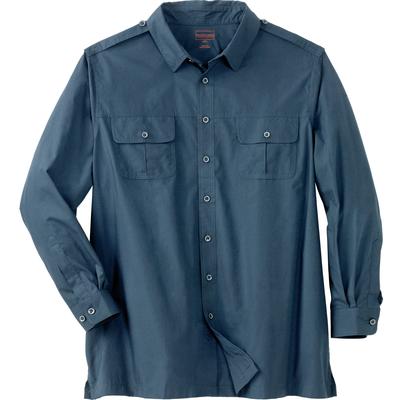Men's Big & Tall Long Sleeve Pilot Shirt by Boulder Creek® in Blue Indigo (Size L)