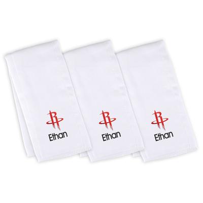 Infant White Houston Rockets Personalized Burp Cloth 3-Pack