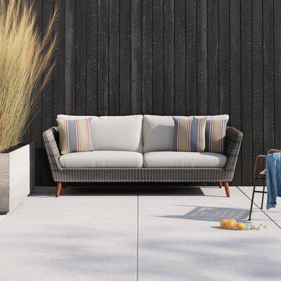 AllModern Ferdinand 83" Wide Outdoor Wicker Patio Sofa w/ Cushions Wicker/Rattan in Gray | 27.5 H x 83 W x 27.5 D in | Wayfair LGLY5364 39210738