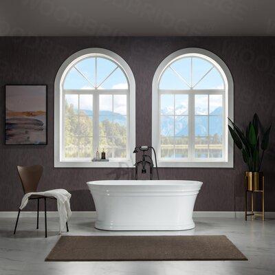 WoodBridge 59  x 30  Freestanding Soaking Acrylic Bathtub Acrylic in White Black | 22.5 H x 59 W in | Wayfair B1536-MB-Drain &O