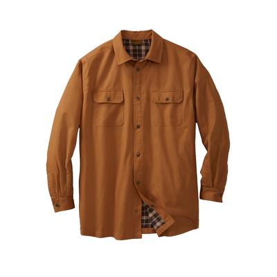 Men's Big & Tall Flannel-Lined Twill Shirt Jacket by Boulder Creek® in Cedar (Size XL)