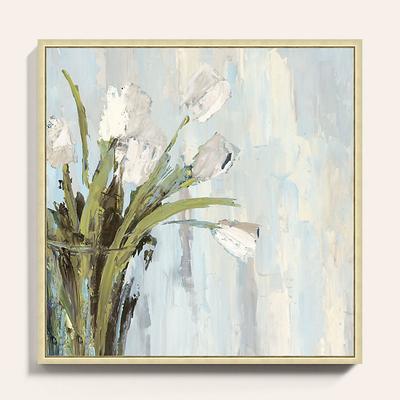 Tulips on Ivory Framed Canvas - 30" x 30" - Ballard Designs 30" x 30" - Ballard Designs