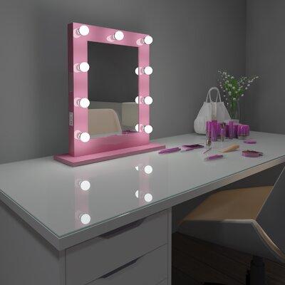Paris Mirror Hollywood Vanity Makeup/Shaving Mirror in Pink | 26 H x 20 W x 10 D in | Wayfair HMIR20266000D-PNK