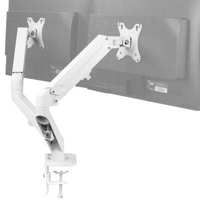 Vivo Pneumatic Arm Dual Monitor Desk Mount in White, Size 16.5 H x 5.5 W in | Wayfair STAND-V102OW