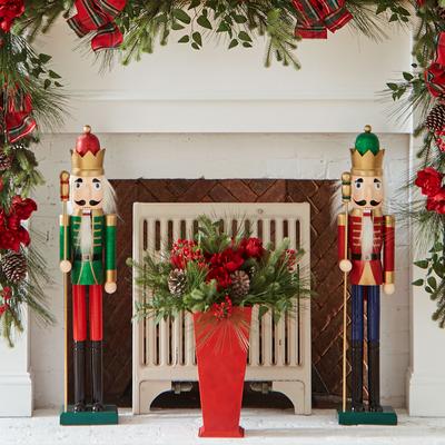 36" Wood Nutcracker by BrylaneHome in Red Christmas Decoration