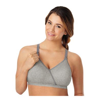 Plus Size Women's Nursing Seamless Wirefree Bra with Shaping Foam Cups by Playtex in Silver Filigree Heather (Size S)