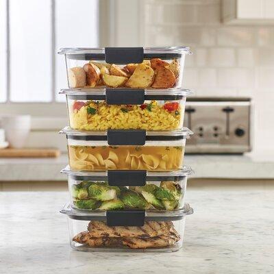 Rubbermaid Brilliance Food Storage Containers, BPA-Free Plastic, Medium, 3.2 Cup, 5 Pack, Clear Plastic | 10 H x 5.75 W x 8.25 D in | Wayfair