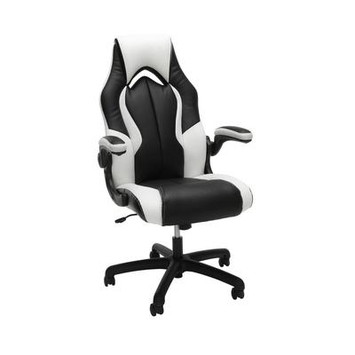 OFM Essentials Collection High-Back Racing Style Bonded Leather Gaming Chair in White - OFM ESS-3086-WHT