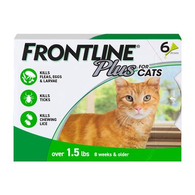 Plus Flea and Tick Treatment for Cats over 1.5 lbs., 2 Packs of 6 Treatments, 12 CT