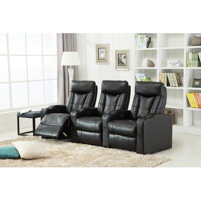 Winston Porter 91" Wide Faux leather Manual Home Theater Configurable Seating w/ Cup Holder Faux Leather in Black | 42 H x 91 W x 35 D in | Wayfair