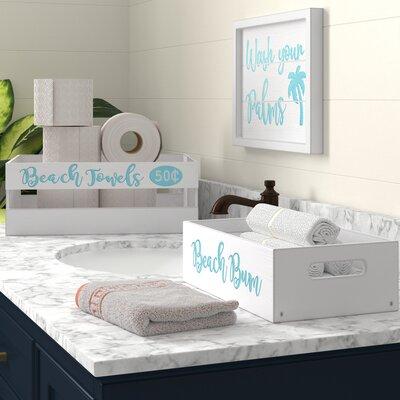 Beachcrest Home™ Rosscott 3 Large Piece Bathroom Accessory Set Wood in Blue/Brown/White | Wayfair 00EE30A6CEE14A21AE63368BD41D40C0