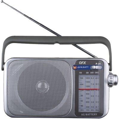 QFX Retro AM/FM/SW1 & SW2 Portable Decorative Radio in Gray, Size 3.1 H x 5.2 W x 9.5 D in | Wayfair QFXR24