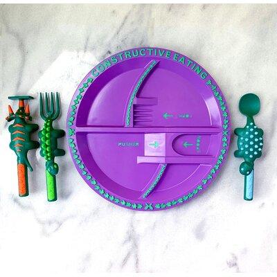Constructive Eating Utensils & Plate Set Plastic in Indigo, Size 9.0 W x 9.0 D in | Wayfair DNUT_GFPL_GFPC
