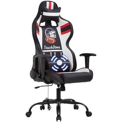 FORCLOVER Gaming Chair Upholstered in Black/Gray/Red, Size 51.6 H x 27.18 W x 21.47 D in | Wayfair LWC-RC-7015-BLACK