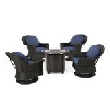 Latitude Run® Madera 5 Piece Multiple Chairs Seating Group w/ Cushions Metal in Blue/Brown | Outdoor Furniture | Wayfair