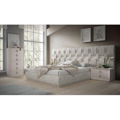 Hispania Home London Bedor68 Bedroom Set 4 Pieces Upholstered in Brown/White | Queen | Wayfair BEDOR68-SET4Q