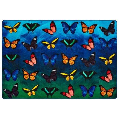 72 x 0.312 in Rug - Carpets for Kids Pixel Perfect Beautiful Butterfly Seating Tufted Blue/Green/Red Area Rug | 72 W x 0.312 D in | Wayfair 61616