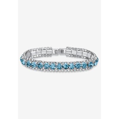 Women's Silver Tone Tennis Bracelet Simulated Birthstones and Crystal, 7