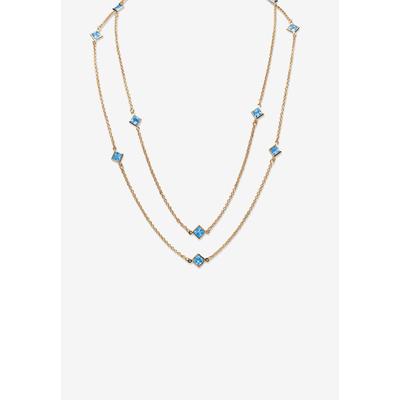 Women's Gold Tone Endless 48" Necklace with Princess Cut Birthstone by PalmBeach Jewelry in March