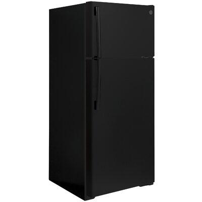 GE Appliances 28" Energy Star Top Freezer 17.5 cu. ft. Refrigerator w/ Ice Maker in Black, Size 67.38 H x 28.0 W x 32.63 D in | Wayfair GIE18DTNRBB