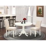 Winston Porter Bayboro 3 - Piece Solid Wood Rubberwood Dining Set Wood/Upholstered in White | 29.5 H in | Wayfair A2B2B6601ED1448787088C2DE8812413