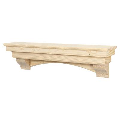 Alcott Hill® Rustic Floating Wood Fireplace Mantel Shelf w/ Arched Corbels - Pine Wood in White | 48