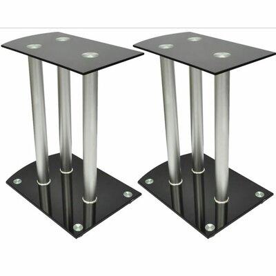 Orren Ellis Transparent 18" Fixed Height Speaker Stand Metal & Glass/Glass/Metal, Size 18.0 H x 15.0 W x 10.5 D in | Wayfair