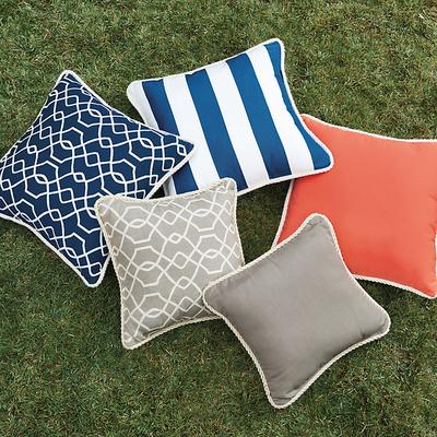 Corded Pillows - 20 inch square Canopy Cornflower/White - Ballard Designs