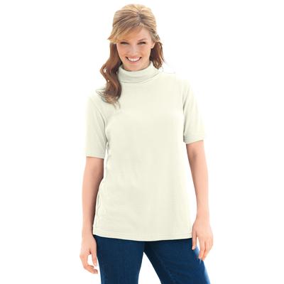 Plus Size Women's Ribbed Short Sleeve Turtleneck by Woman Within in Ivory (Size 4X) Shirt