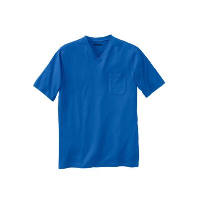 Men's Big & Tall Shrink-Less Lightweight V-Neck Pocket T-Shirt by KingSize in Royal Blue (Size 2XL)