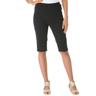 Plus Size Women's Pull-On Stretch Bermuda Jean Short by Denim 24/7 in Black Denim (Size 30 W)