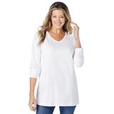 Plus Size Women's Perfect Long-Sleeve V-Neck Tee by Woman Within in White (Size M) Shirt