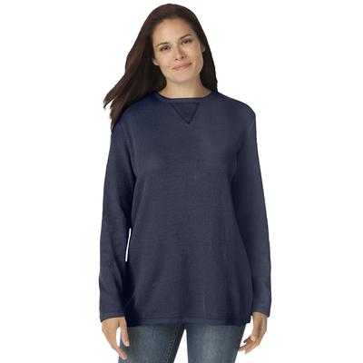 Plus Size Women's Thermal Sweatshirt by Woman Within in Navy (Size 1X)